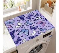Treer Tappetino per Lavatrice Antiscivolo Assorbente, Farfalla 3D Copertura per Lavatrice, Morbido e Ritagliabile, Tappetino Protezione per Asciugatrice Frigorifero (Bianco,50x60cm)
