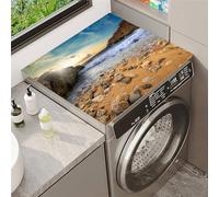 Treer Tappetino per Lavatrice e Asciugatrice Antiscivolo Copertura per Lavatrici, Impronte di Conchiglie domestici Tappetino Protezione Superiore per Frigorifero, Bagni (Pietre,40x50cm)