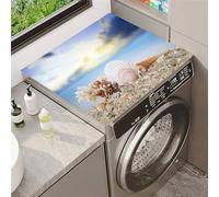 Treer Tappetino per Lavatrice e Asciugatrice Antiscivolo Copertura per Lavatrici, Impronte di Conchiglie domestici Tappetino Protezione Superiore per Frigorifero, Bagni (Blu,50x50cm)
