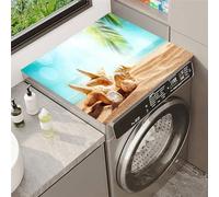 Treer Tappetino per Lavatrice e Asciugatrice Antiscivolo Copertura per Lavatrici, Impronte di Conchiglie domestici Tappetino Protezione Superiore per Frigorifero, Bagni (Spiaggia,50x60cm)