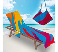 Treer Telo Mare Grande Telo Mare Microfibra con 2 Tasche Laterali, 3D Dipinti a Olio Asciugamano Sciugatura Rapida 210x75cm Asciugamano Mare per Spiagge, Piscine, Estate (Blu Rosso,210x75cm)