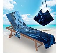 Treer Telo Mare Grande Telo Mare Microfibra con 2 Tasche Laterali, 3D Dipinti a Olio Asciugamano Sciugatura Rapida 210x75cm Asciugamano Mare per Spiagge, Piscine, Estate (Blu Scuro,210x75cm)