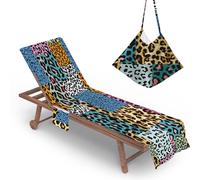 Treer Telo Mare Grande Telo Mare Microfibra con Tasche Laterali, Stampa 3D Stampa Leopardo Asciugamano Sciugatura Rapida 210x75cm Asciugamano Mare per Spiagge, Piscine, Estate (75 x210 cm,K)