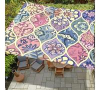 Treer Telo Ombreggiante Esterno Rettangolare Tenda a Vela Impermeabile Spiaggia Vela Parasole Tenda da Sole Protezione UV per Giardino Terrazza, Bohémien Stampa (Fiore rosa,200x240cm)