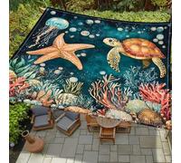 Treer Telo Ombreggiante Esterno Rettangolare Tenda a Vela Impermeabile Spiaggia Vela Parasole Tenda da Sole Protezione UV per Giardino Terrazza, 3D Stampa Oceano (Medusa,200x200cm)