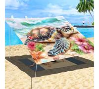 Treer Telo Ombreggiante Esterno Rettangolare Tenda a Vela Impermeabile Spiaggia Vela Parasole Tenda da Sole Protezione UV per Giardino Terrazza, Stampa Tartaruga (fiori rosa,200x200cm)