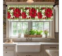 Treer Tende Cucina Corte Natalizie Interni con Tasca, Tendine Cucina Oscuranti Vite Floreale Rosso 3D Tende Moderne per Piccole Finestre, Sottolavello, Bagno e Bistrot (Verde classico,145x55cm)