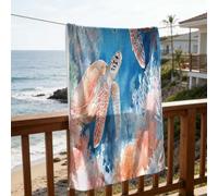 Treer Toalla de Playa de Microfibra Grande con Bolsillo Cremallera para Almohada, Antiarena Ligera Secado Rápido para Hombre Mujer, Ideal para Piscina Viaje Camping (Tartaruga 1,90x190cm)