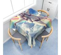 Treer Tovaglia Quadrata, Stampa Animalier Arcobaleno Tovaglia Antimacchia Poliestere, Tovaglie Lavabile Giardino, Copritavolo Moderno per Cucina, Ristorante, Feste (Maiale 1,90x90cm)