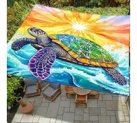 Treer Vela Ombreggiante Impermeabile Rettangolare, Vele Parasole Esterno con Tartaruga Marina 3D Creativa, Tenda da Sole 95% Protezione UV per Terrazza Balcone Spiaggia (Sole,1.8x1.8m)