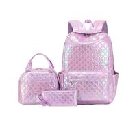 Treer Zaino per Bambini Classico Brillare, 3 Pezzi Zaini Scuola Media Superiore Elementare con Pranzo Astuccioe e Astuccio Set Zainetti per Ragazze Ragazzo Borsa da Viaggio PC Portatili (Reticolo)
