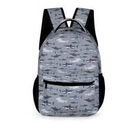 Treer Zaino Scuola Bambino Stampa Squalo a Cartoni Animati, Zaino Scuola Elementare, 3-14 Anni Zainetto Bambina Impermeabile Zaino Scuola e Tempo Libero (Squali 9,43x32x15cm)