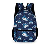 Treer Zaino Scuola Bambino Stampa Squalo a Cartoni Animati, Zaino Scuola Elementare, 3-14 Anni Zainetto Bambina Impermeabile Zaino Scuola e Tempo Libero (Squali 1,43x32x15cm)