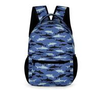 Treer Zaino Scuola Bambino Stampa Squalo a Cartoni Animati, Zaino Scuola Elementare, 3-14 Anni Zainetto Bambina Impermeabile Zaino Scuola e Tempo Libero (Squali 4,43x32x15cm)