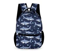 Treer Zaino Scuola Bambino Stampa Squalo a Cartoni Animati, Zaino Scuola Elementare, 3-14 Anni Zainetto Bambina Impermeabile Zaino Scuola e Tempo Libero (Squali 3,43x32x15cm)