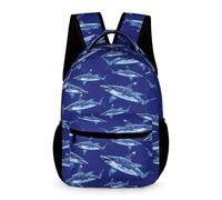 Treer Zaino Scuola Bambino Stampa Squalo a Cartoni Animati, Zaino Scuola Elementare, 3-14 Anni Zainetto Bambina Impermeabile Zaino Scuola e Tempo Libero (Squali 6,43x32x15cm)