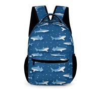 Treer Zaino Scuola Bambino Stampa Squalo a Cartoni Animati, Zaino Scuola Elementare, 3-14 Anni Zainetto Bambina Impermeabile Zaino Scuola e Tempo Libero (Squali 5,43x32x15cm)