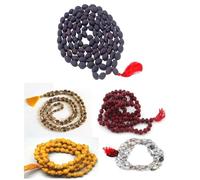 Treeratan Ventures Unisex Adulto Naturale 5 Japa Mala Combo Di Vaijayanti/Lal Chandan/Tulsi/Haldi E Black Rudraksha