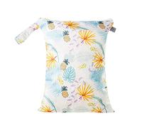 Treers Borsa per Pannolini Impermeabile Carina Stampata Neonato Sacchetti per Pannolini on Doppia Cerniera, Riutilizzabile e Lavabile Bambino Organizzatore, Scomparti Dry Wet (Ananas)