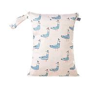 Treers Borsa per Pannolini Impermeabile Carina Stampata Neonato Sacchetti per Pannolini on Doppia Cerniera, Riutilizzabile e Lavabile Bambino Organizzatore, Scomparti Dry Wet (Anatra a Strisce)