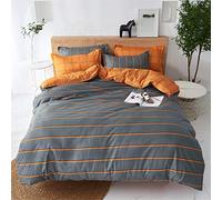 Treers Set di Elegante Copripiumino in Microfibra, Biancheria da Letto - Copripiumino con 2 * Federa (Strisce Arancioni,220x240cm)