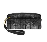Trees Dark Moon - Piccola borsa per cosmetici, portatile, da viaggio, per pennelli da trucco da donna, Nero, One Size, Astuccio per trucchi