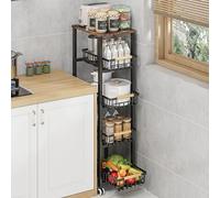 Treesunshine Carrello da Cucina a 5 Ripiani, Carrello da Cucina e da Nicchia con Ruote, Carrello da Cucina Mobile con Stoccaggio Estensibile, Carrello Portaoggetti su Ruote per Cucina, Bagno, Ufficio