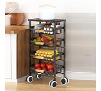 Treesunshine Carrello portaoggetti, Metallo Carrello con ruote Robusto e stabile, Organizzatore di Stoccaggio Carrello Con Cestello Estraibile, Carrello con ampio spazio (5 livelli)
