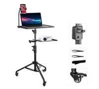 Treesunshine Supporto per proiettore con ruote, supporto da pavimento per tablet con fascia elastica e uno, supporto da pavimento regolabile in altezza da 60 cm a 120 cm, versatile supporto per