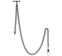 Treeteteto, orologio da tasca Albert, catena a T, catena da 16 pollici, 2 ganci, bronzo, argento/oro/nero classico antico portachiavi con barra a T Bronzo