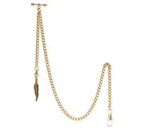 TREEWETO Albert - Orologio da tasca a catena con catena a maglie barbazzali, 2 ganci con ciondolo a forma di foglia antica, design a T bar, Oro