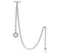 TREEWETO Albert - Portachiavi da uomo con catena a maglia barbazzale, 2 ganci, con ciondolo a forma di stella a cinque punte, design antico, Argento