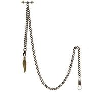 TREEWETO Albert T-Bar - Collana con ciondolo a forma di foglia antica e 2 ganci per l'asola, bronzo, Antico