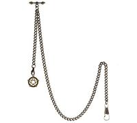 TREEWETO Albert T-Bar - Collana con ciondolo a forma di stella a cinque punte e 2 ganci per l'asola del gilet, bronzo, Vintage