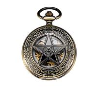TREEWETO Hollow Orologio da tasca meccanico da uomo a cinque punte scheletro stella bronzo numeri romani