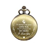 TREEWETO Mens Quartz Personalized Pocket Watch Engraved Engraving Customized with Chain Gift Box for Dad Father Papa Uncle Grandpa Grandfather Love
