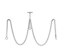 TREEWETO Orologio da tasca con doppia catena Albert a T, 40,6 cm, 3 ganci, bronzo/argento/oro/nero, classico, antico, barra a T, Argento, Antico