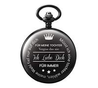 TREEWETO Orologio da tasca con incisione, catena da donna, nero, regalo di compleanno figlia, Nero