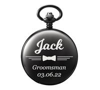 TREEWETO Orologio da tasca con incisione per matrimonio, regalo personalizzato per il miglior uomo, al quarzo, Fobwatch sposo, regalo di nozze