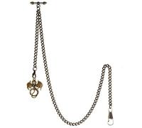 Treeweto - Orologio da tasca da uomo con catena a maglia barbazzale, 2 ganci con ciondolo a forma di drago antico Bronzo