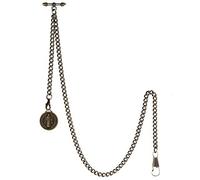 Treeweto - Orologio da tasca da uomo con doppia catena Albert, 2 ganci con ciondolo antico San Benedetto Bronzo