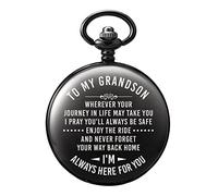 TREEWETO Orologio da tasca da uomo con incisione, idea regalo di nonno, idea regalo di compleanno unica per nipote, regalo di laurea per lui, regalo per ragazzi e uomini, nero