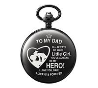 TREEWETO Orologio da tasca da uomo con incisione, idea regalo per papà da figlia - a My Dad Padre Papa per compleanno, festa del papà, matrimonio, Nero