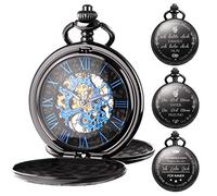 TREEWETO Orologio da tasca da uomo con incisione personalizzata, orologio da tasca con catena, classico vintage, regalo meccanico, regalo per matrimonio, testimone dello sposo, migliore uomo