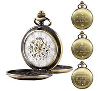 TREEWETO Orologio da tasca da uomo con incisione personalizzata, orologio da tasca con catena, classico vintage, regalo meccanico, regalo per matrimonio, testimone dello sposo, migliore uomo, 2