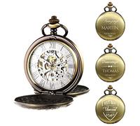 TREEWETO Orologio da tasca da uomo con incisione personalizzata, orologio da tasca con catena, classico vintage, regalo meccanico, regalo per matrimonio, testimone dello sposo, migliore uomo