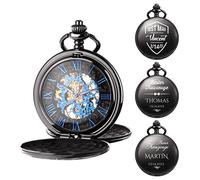 TREEWETO Orologio da tasca da uomo con incisione personalizzata, orologio da tasca con catena, classico vintage, regalo meccanico, regalo per matrimonio, testimone dello sposo, migliore uomo