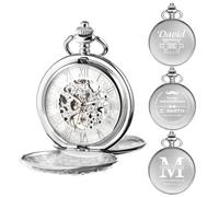 TREEWETO Orologio da tasca da uomo con incisione personalizzata, orologio da tasca con catena, classico vintage, regalo meccanico, regalo per matrimonio, testimone dello sposo, migliore uomo