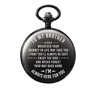 TREEWETO Orologio da tasca da uomo con incisione, regalo per fratello, idee regalo di compleanno uniche per uomo, regalo di laurea per lui, regalo per uomo, nero, moderno