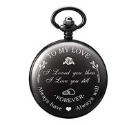 Treeweto Orologio da tasca da uomo e donna con incisione personalizzata con catenina in confezione regalo per sposo Bestman marito papa